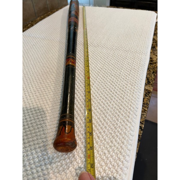 VINTAGE PINATA BAT STICK Mexico Folk Art Hand Carved Painted Wood 31" - Picture 7 of 8